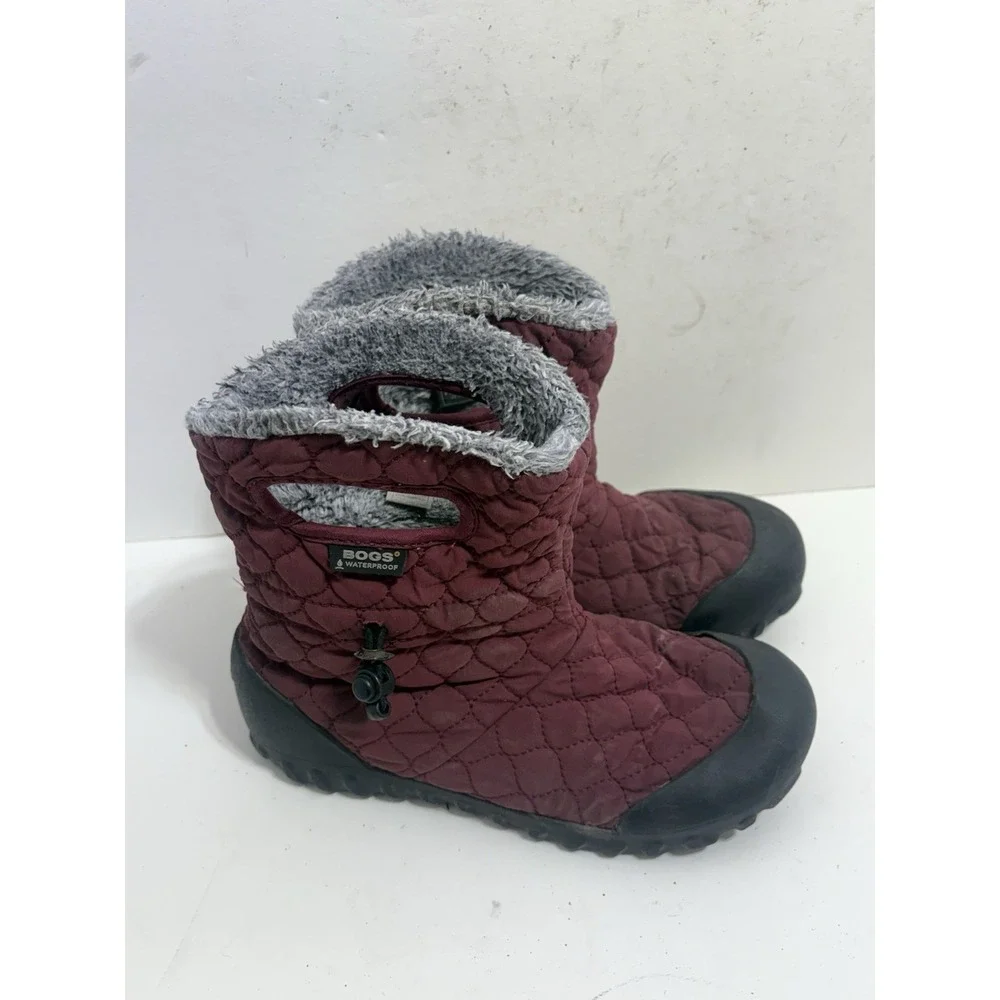 Bogs B-Moc Quilted Puff‎ Womens Faux Fur Lined Winter Snow Boots Wine Red Size 8